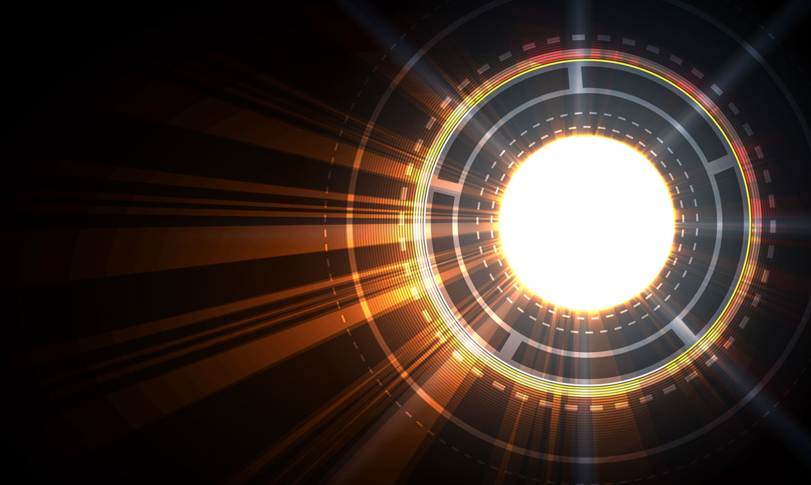 circle of light shining on dark background